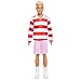 Barbie Fashionistas Ken Doll #241 with Blonde Hair Wearing Red and White Striped Polo Shirt with Pink Shorts, White Crew Socks and Sneakers