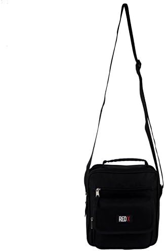 Black Medium Mens Ladies Canvas Cross Body Messenger Bag by RED X Utility Travel Work
