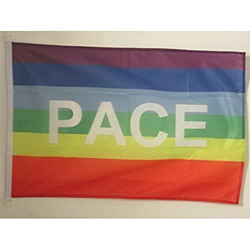 AZ FLAG, Rainbow Pace letter Flag, 3x5 Ft, For Outdoor, Peace Banner Knitted Polyester with Two Plastic Rings, Fade Resistant