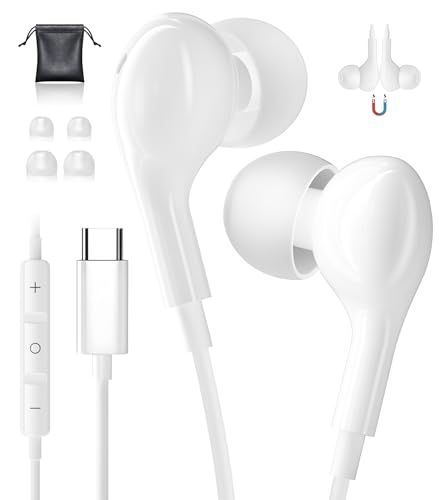 USB C Headphones for iPhone 15 iPad 10 Samsung Galaxy S25 S24 S23 Ultra USB C Earphones Wired Headphone with Mic Type C Headphones for Samsung A16 S22 A55 A54 A35 Google Pixel 8a 8 Pro iPad Pro 2024