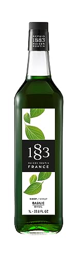 Image of 1883 Basil Syrup for Drinks, Made in France, 1 Liter Glass Bottle