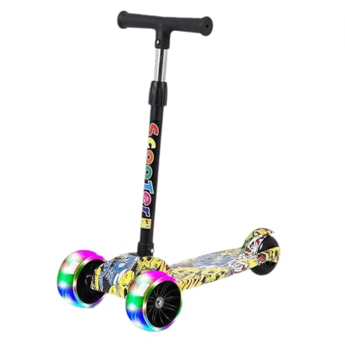 Scooter Graffiti Plegable - Scooter de 3 Ruedas, Plegable Colorido, Urbano Acrobático | 58x25x55 cm de altura sin deslizamiento ajustable con rueda ligera LED, actividades al aire libre