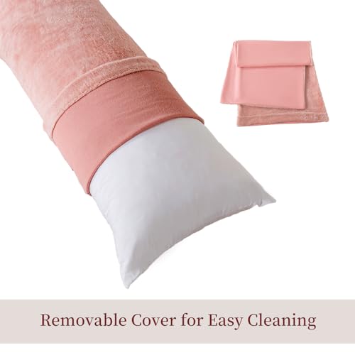 WhatsBedding Memory Foam Body Pillow with Plush Fuzzy Cover, Full Body Pillow for Adults, Long Pillow for Sleeping, Soft Pillow Fluffy Supportive
