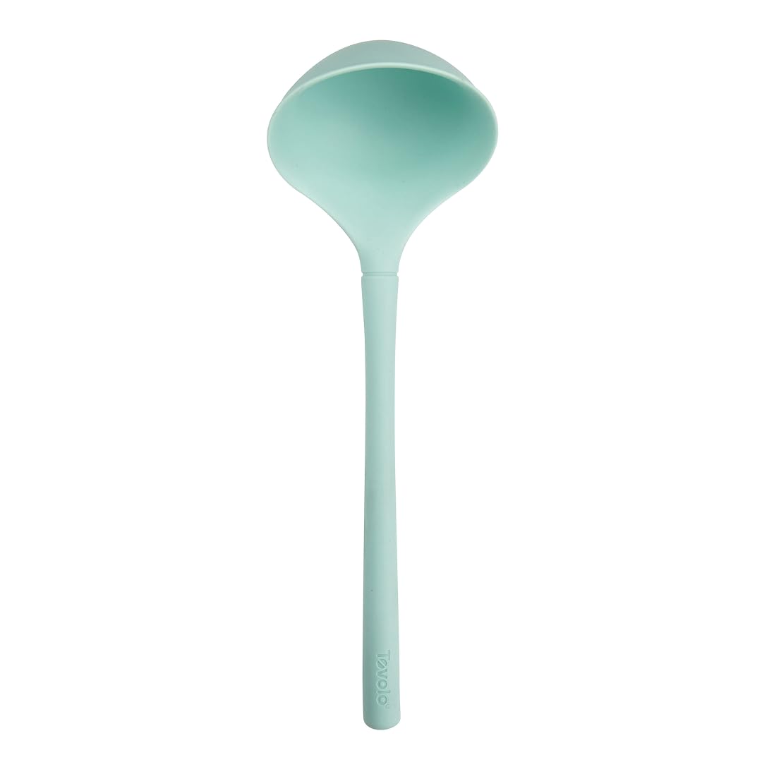 Tovolo Flex Core Silicone Ladle BPA Free Aqua Seafoam Green Deep Silicone Soup Ladle, Heat Resistant All Silicone Ladle Construction, Large Dishwasher Sage Soup Ladle Kitchen Utensil for Cooking