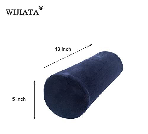 Wijiata Bamboo Round Cervical Roll Cylinder Bolster Pillow With Removable Washable Cover, Ergonomically Designed For Head, Neck, Back, And Legs || Ideal For Spine And Neck Support, Navy #TOP1