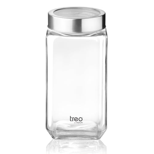 Image of Treo by Milton Cube Airtight Storage Glass Container 1000ml Food Grade Stackable & Modular Transparent Storage Organizer Jars for Kitchen, Tea, Coffee, Sugar, Dry Fruits