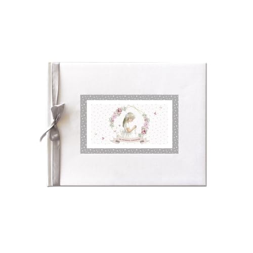ARGUVAL Libro de firmas Comunión niña Orla, 27,5 x 23 cm, 64 páginas, Libro de Invitados, Libro de firmas, Recuerdo comunión, Libro Blanco para firmas Fotos, Álbum Recuerdo, comunión