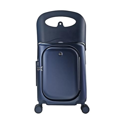MiaMily Carry On Plus Ride-On Luggage with Built-In Seat Kids & Adult Carry-On Suitcase Spinner Wheels TSA Lock Top Opening Design Waterproof & Thermal Pockets (Navy Blue)