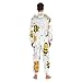 Poeticcity Couples Matching 1 PC Pajama, Unisex Soft Fleece Zip Up Hooded Pjs Jumpsuit Sleepwear Playsuit Lounge-wear(XXL) Flying Bee Honeycomb Honey White Flowers Seamless on White