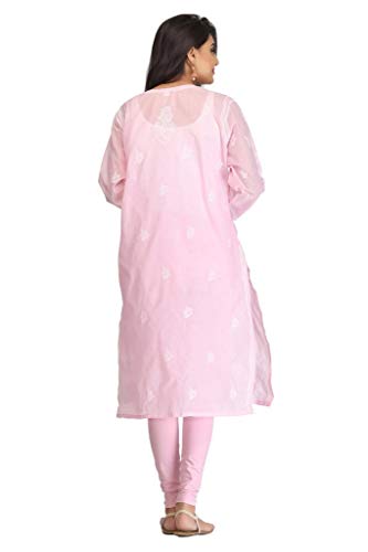 Image of Ada Hand Embroidered Lucknowi Chikankari Cotton Kurta for Women A133488 | Handcrafted lucknow chikan embroidery latest womens ethnic wear kurti tunic for office work wear
