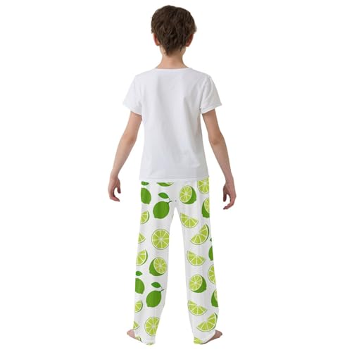 ZZXXB Limes Boys Long Pants Soft Trousers Elastic Waist Kids Lounge Bottoms with Pockets S-XL3