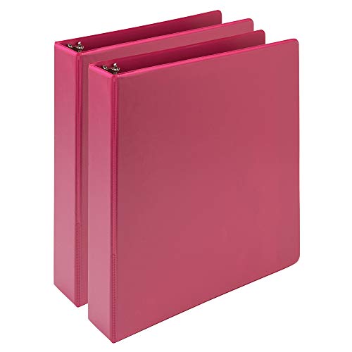 Image of Samsill Earth's Choice, Durable Fashion Color 3 Ring View Binder, 1.5 Inch Round Ring, Up to 25% Plant Based Plastic, Eco-Friendly, USDA Certified Biobased, Pink Berry, Value 2 Pack