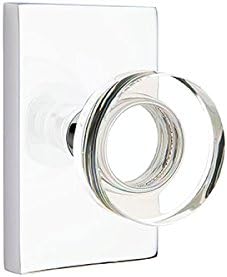 Emtek Privacy Set, Modern Rectangle Rosette, Modern Disc Crystal Knob (Polished Chrome)