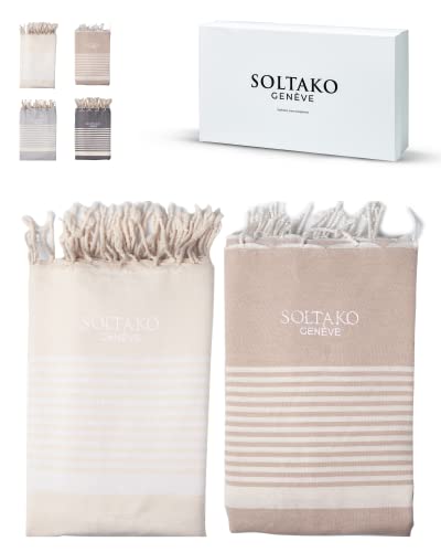 SOLTAKO Lot de 2 Plaid de Canapé Grande Taille 220x240 cm, Jeté Canapé, Jeté de Lit 2 Personnes, Couverture Réversible, 100% Coton, Cadeau Original, Housse de Chaise Décorative, Fouta XXL