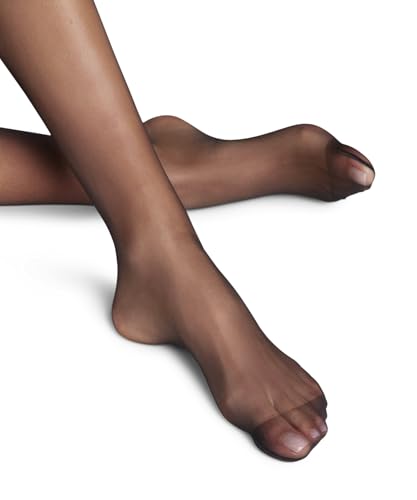 Image of FALKE Women's Invisible Deluxe 8 DEN Stockings Ultra-Transparent Voile Effect Plain Matt Decorative Embroidered Strip with Silicone Coating Non-Slip Durable Thin Soft Thread 1 Pair, Black, L