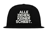 Manufactured in Berlin TRVPPY 5 Panel Snapback Cap Modell ALLE ZIEHEN, KEINER SCHIEBT, Weiß-Schwarz, B610