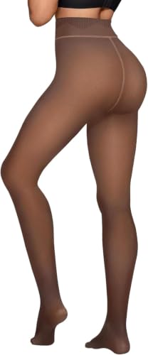 Image of X-CHENG Fleece Lined Tights Sheer Women - Winter Fake Translucent Warm Pantyhose Leggings Sheer Thick Tights for Women