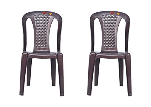 Image of Prima Plastic Chair for Living Room | Set of 2 | Chair for Home, Living Room, Multipurpose | Stackable Chair Without Arm | 100% Virgin Plastic | Chair 4003 (Weather Brown Colour)