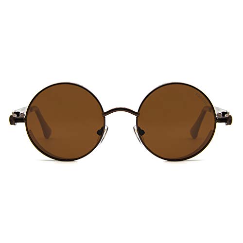 Image of RONSOU Steampunk Style Round Vintage Polarized Sunglasses Retro Eyewear UV400 Protection Matel Frame
