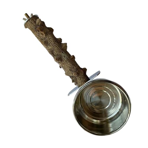 PERCA DE AVIEDAD CON ALEGRADOR DE LA CUENTA, PERCA DE MADERA CON BAYL - Stand de pájaros con tazón de comida - Suministros para mascotas de salud natural para periquitos, loros medianos, cacatúas, per