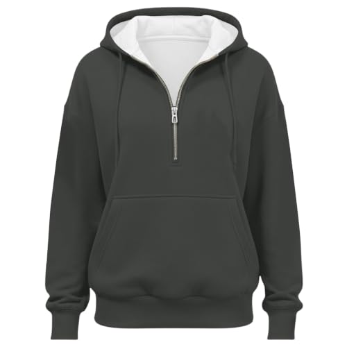 HswsEJ 1/4 Zip Pullover Women Oversized Fleece Half Zip Hoodie - image 4