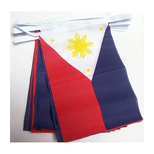 Image of AZ FLAG Philippines 6 meters BUNTING Flag 20 flags 9'' x 6'' - Filipino STRING flags 15 x 21 cm