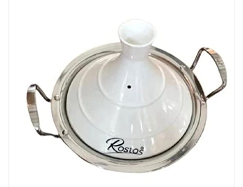 Rostos Moroccan Tagine Pot, White Diameter 30 cm Ceramic Induction, Available in Three Sizes, Casserole, Premium Quality, Suitable for All Hobs and Oven