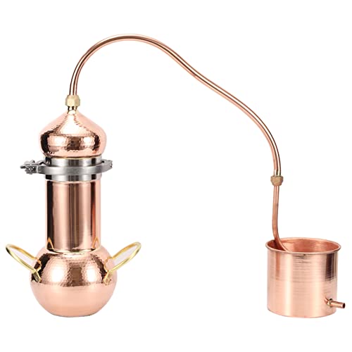 oiakus 2L Alembic Still, Copper Moonshine Still, Home Brew Wine Making Kit with Cooling Pipe, Home Brewing Kit for DIY Whiskey, Moonshine, Essential Oils, Hydrosols