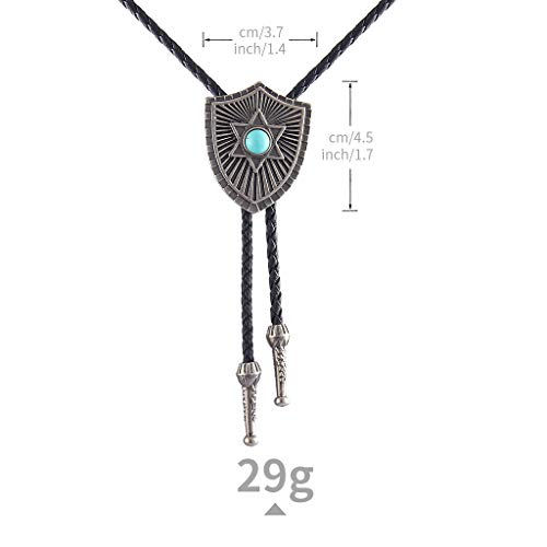 Image of Western Black Bolo Tie for Men and Women,Native American Leather Bolo Tie String