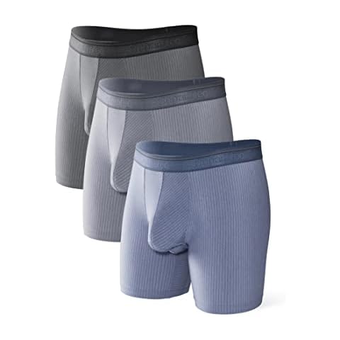 Separatec Men's Boxers Briefs Soft Micro Modal with Separated Dual Pouches Underwear 3 Pack Boxer Shorts Ultra Comfy lightweight Trunks Cover