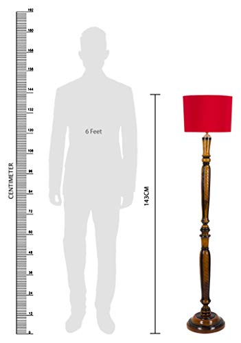 Image of tu casa Mango Wooden Floor Lamps (Red)
