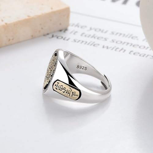 925 Sterling Silver Mens Ring, Adjustable Promise Ring Men Wide Vintage Adjustable4
