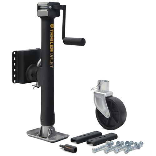 Trailer Valet Side Mount Trailer Jack with Drill-Powered Operation and Wheel Attachment, 5,000 LB...