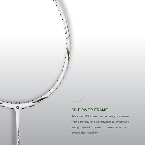 Image of Apacs iHawk X70 (Unstrung) Full Graphite Ultra Strong Carbon Fibre Badminton Racket with Falcon Kit Bag | 82-84g | 35 LBS Max Tension | 3D Power Frame | Made in Vietnam (White)