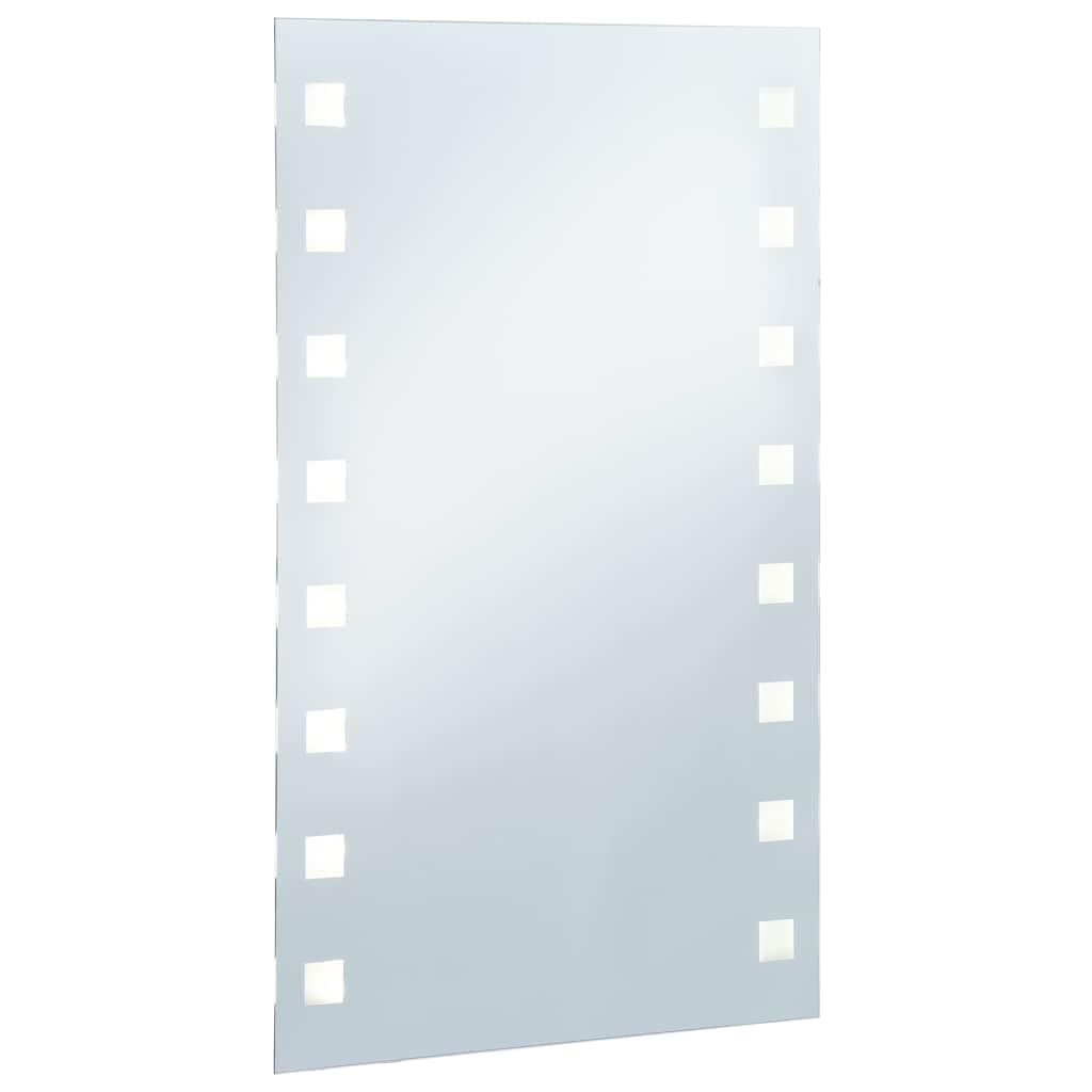 LED-Badezimmer-Wandspiegel 60 x 100 cm mit Rahmen aus Glas und Aluminium, IP44 Beleuchtung für Bad, Flur und Garderobe, helles Licht für Make-up und Rasur