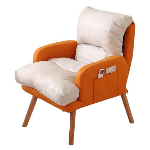 Poltrona Relax Reclinabile con Poggiapiedi con Regolazione a 5 Livelli Funzione Reclinabile Poltrona Salotto Imbottita per Rilassarsi, Poltroncina Camera da Letto ( Color : White-orange , Size : Chair