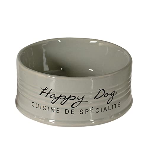 duvoplus, Stone Happy Fressnapf, 1000 ml, Durchmesser 18,5 cm, Grau, hochwertige glasierte Keramik, robust und stabil, für feuchte Lebensmittel, trockene Lebensmittel und Wasser, spülmaschinenfest