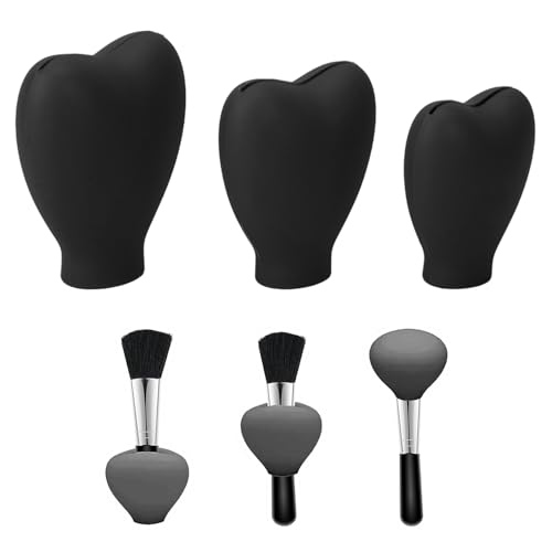 3 Fundas de Silicona para Brochas de Maquillaje, Protectores de Brochas de Maquillaje, Estuche Reutilizable para Brochas de Maquillaje, Funda de Silicona para Brochas de Maquillaje de Viaje(Negro)