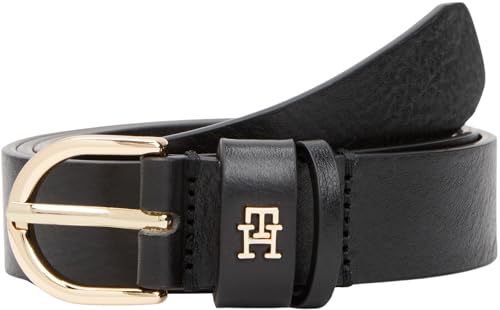 Tommy Hilfiger Damen Gürtel Essential Effortless 2,5 cm Ledergürtel, Schwarz (Black), 90 cm