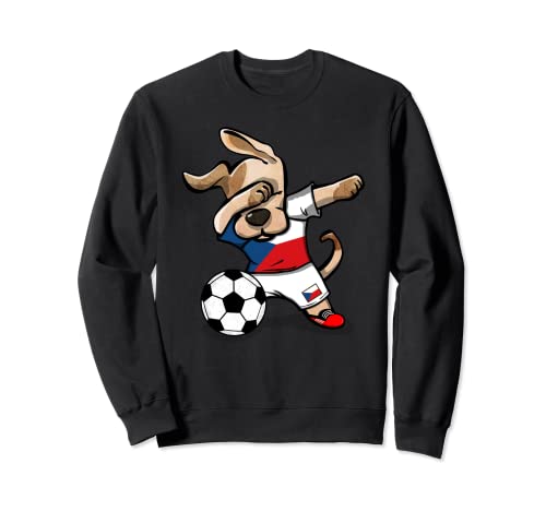 Dabbing Dog Czech Republic Soccer Fans Jersey Czech Football Sweatshirt, Black
