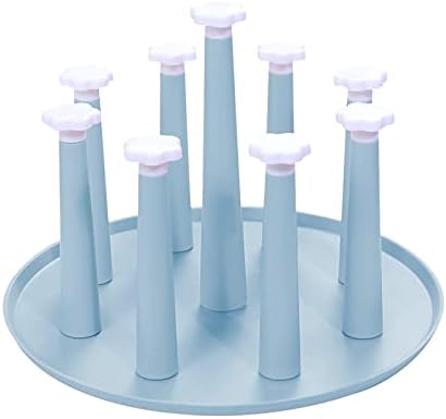 Bncxdc Glass Cup Drying Holder, Water Mug Drainer Stand, Straw Bottle Drying Organizer Holder Tree, Draining Drying Organizer Storage Rack, Home Kitchen Supplies Utensil - 9 Cups Stand, Blue