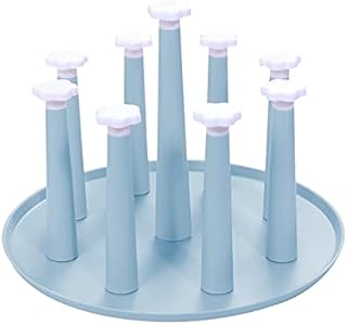 Bncxdc Glass Cup Drying Holder, Water Mug Drainer Stand, Straw Bottle Drying Organizer Holder Tree, Draining Drying Organizer Storage Rack, Home Kitchen Supplies Utensil - 9 Cups Stand, Blue