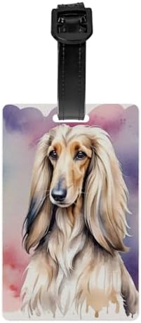 Personalized Luggage Tag Cute Puppies Pet Dogs Novelty Custom Luggage Tags for Suitcases, Bag Purple Watercolor Afghan Hound Dog Breed Puppy Design Customized Travel, One Piece image 5