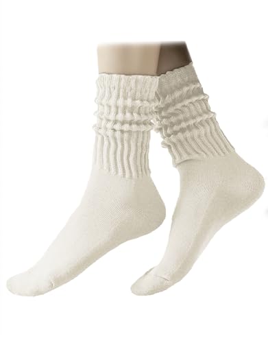 Women Slouch Socks Knit Mid Calf Rib Tube Scrunchy Slouchy Crew Socks