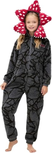 HshDUti Unisex Demogorgon Onesie for Womens Mens Demogorgon Pyjama Long Sleeved One Piece Pajamas Hooded Flannel Fleece Sleepwear Winter Christmas Pajama for Adults Kids (Kids 130)
