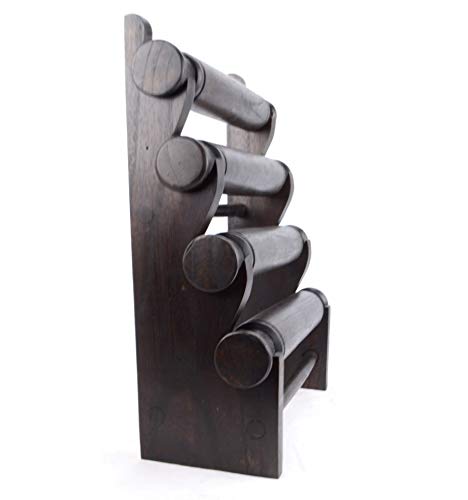 Porta Braccialetti E Orologi In Legno Massello - 4 Semainer, Colore Marrone Cioccolato | Espositore Gioielli Artigianale - Foto 7