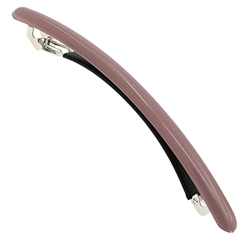 Camila Paris CP3251 French Hair Barrette Large Brown, Long Skinny Strong Hold Grip Hair Clips for Women, Thin Rubberized Automatic Clasp No Slip Durable Styling Girls Hair Accessories, Made in France