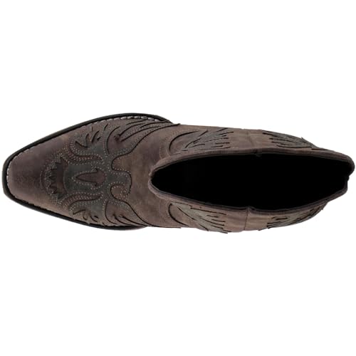 Image of ROPER Womens Amelia Tooled Inlay Snip Toe Casual Boots Ankle Low Heel 1-2 inch - Brown