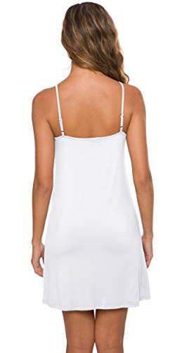 Auhegn Women Soft Sleep Chemise Dress Lightweight Full Slip (White,Medium) #TOP4