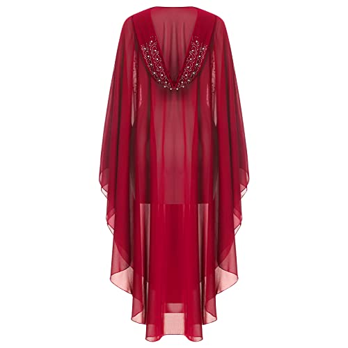 IBTOM CASTLE Women’s Muslim Abaya Dress Batwing Sleeved Beaded Embroidered Maxi Kaftan Dress with Hooded Elegant Islamic Middle East Dubai Arabic Ramadan Kimono Robe Summer Dresses